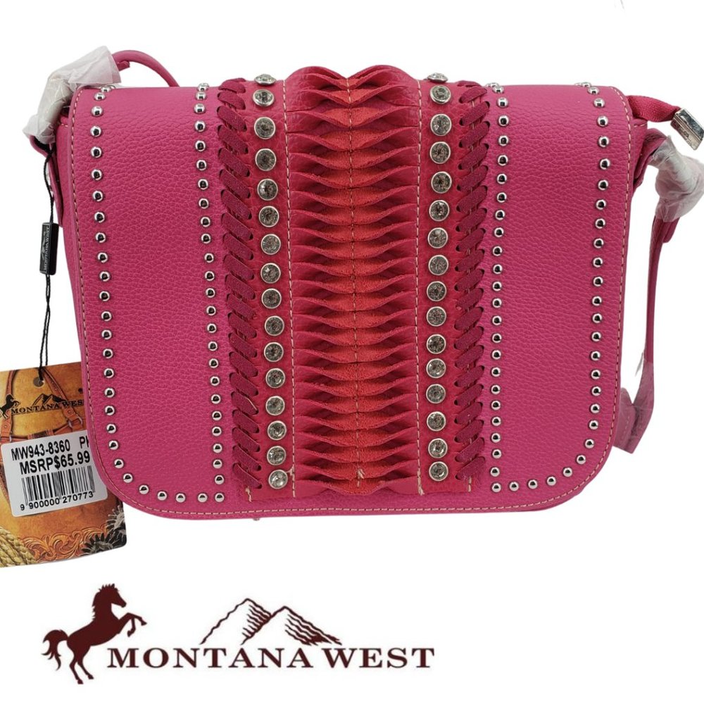 MONTANA WEST Hot Pink Crossbody Bag Bling Cowgirl Western Purse Western Barbie
